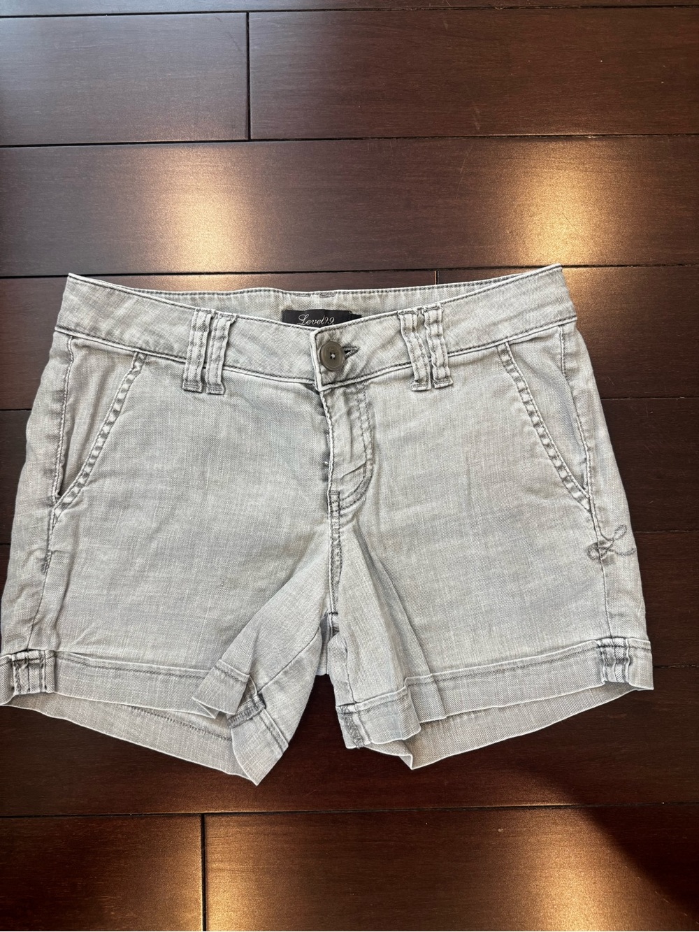 Level 99 Light Gray Linen Blend Women's Shorts from Anthropology